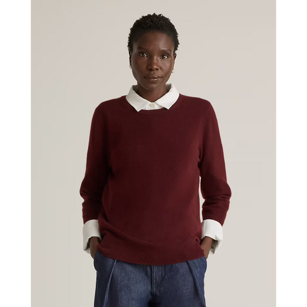 Quince Cashmere Crewneck Sweater Small Rich Burgundy NWT